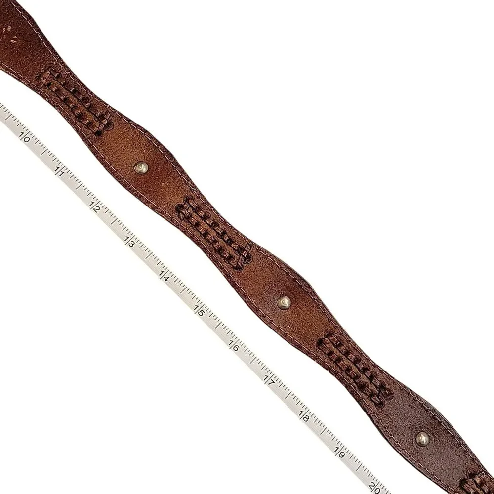 Kids Leather Belt w/Silver Tone Conchos Brown Embossed Size 27 RODEO Cowboy NEW